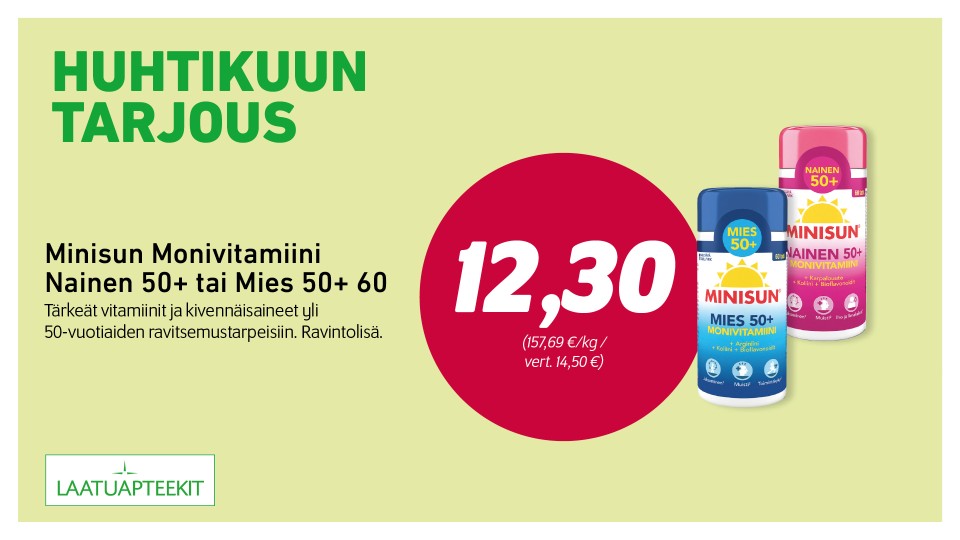 Minisun Monivitamiini Nainen 50+ tai Mies 50+ 60 tabl.