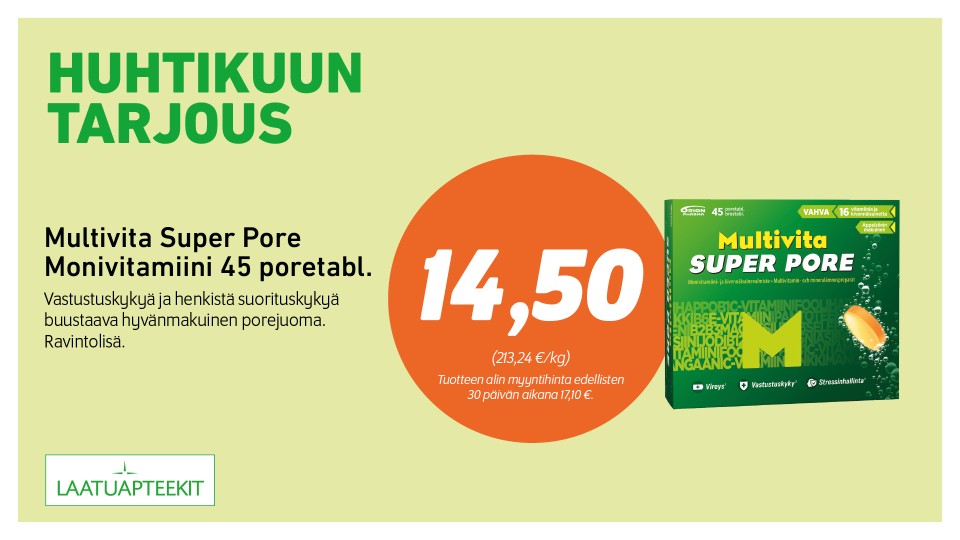 Multivita Super Pore Monivitamiini 45 poretabl.