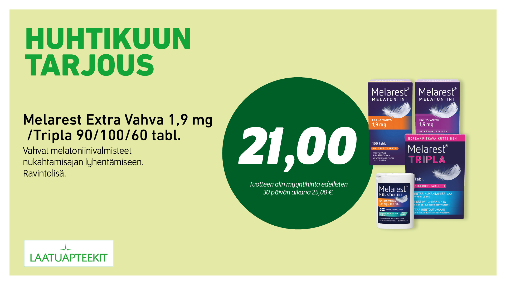 Melarest Extra Vahva 1,9 mg / Tripla 90/100/60 tabl.