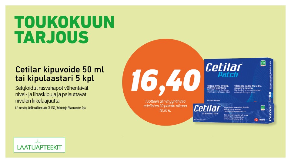 Cetilar kipuvoide 50 ml tai kipulaastari 5 kpl