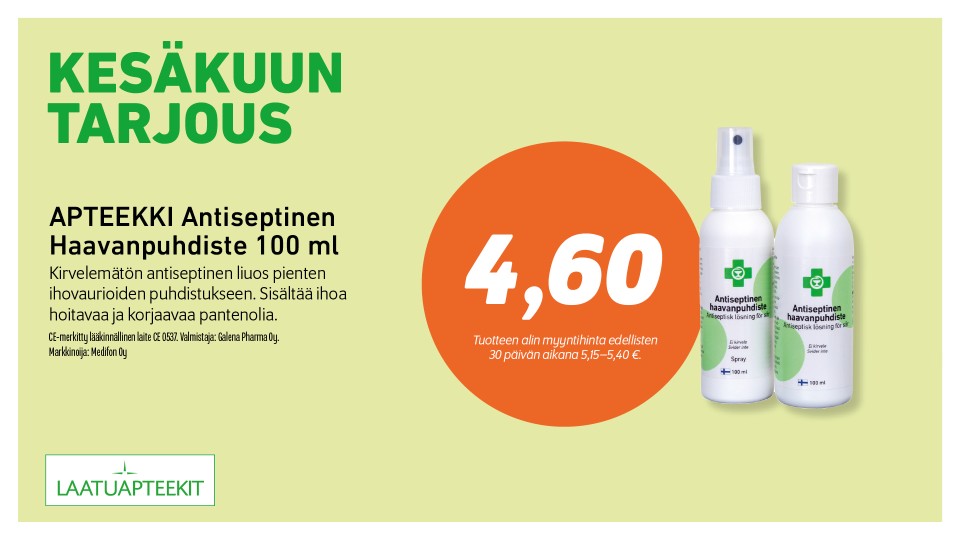 APTEEKKI Antiseptinen Haavanpuhdiste 100 ml