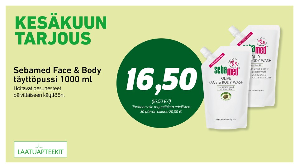 Sebamed Face & Body täyttöpussi 1000 ml