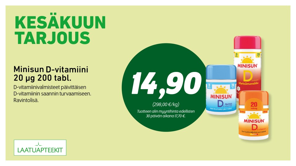 Minisun D-vitamiini 20 µg 200 tabl.