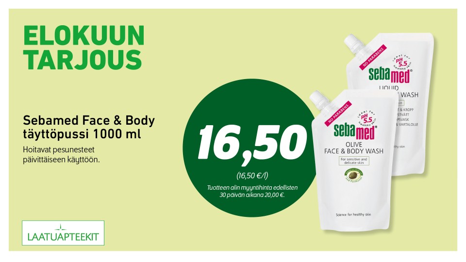Sebamed Face & Body täyttöpussi 1000 ml