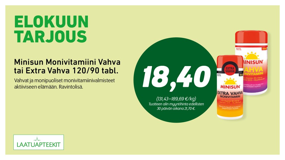 Minisun Monivitamiini Vahva tai Extra Vahva 120/90 tabl.