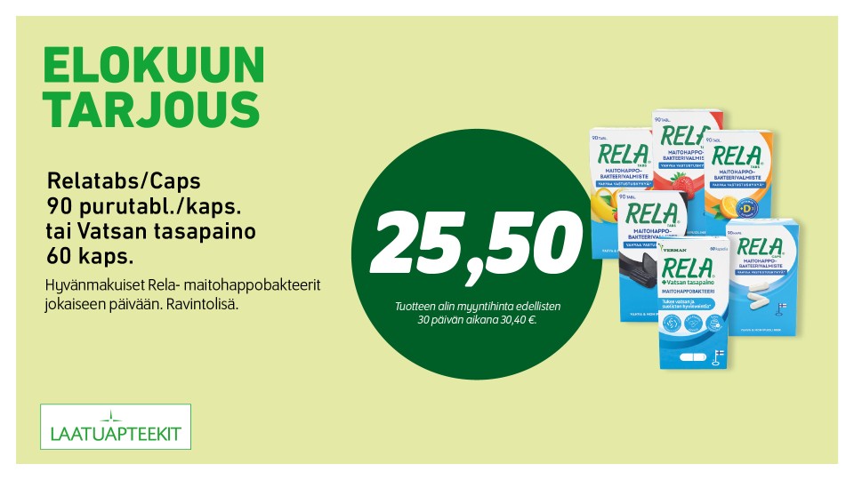 Relatabs/Caps 90 purutabl./kaps. tai Vatsan tasapaino 60 kaps.