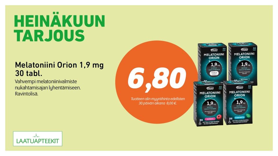 Melatoniini Orion 1,9 mg 30 tabl.