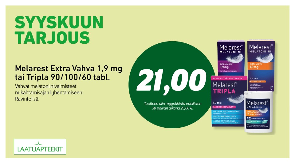 Melarest Extra Vahva 1,9 mg tai Tripla 90/100/60 tabl.