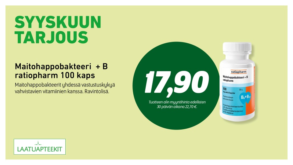 Maitohappobakteeri + B ratiopharm 100 kaps.