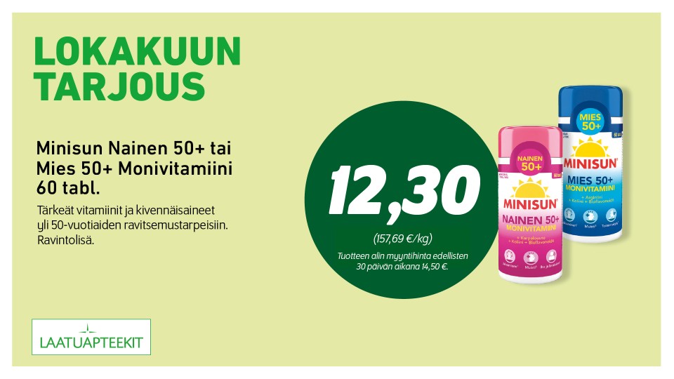 Minisun Nainen 50+ tai Mies 50+ Monivitamiini 60 tabl.